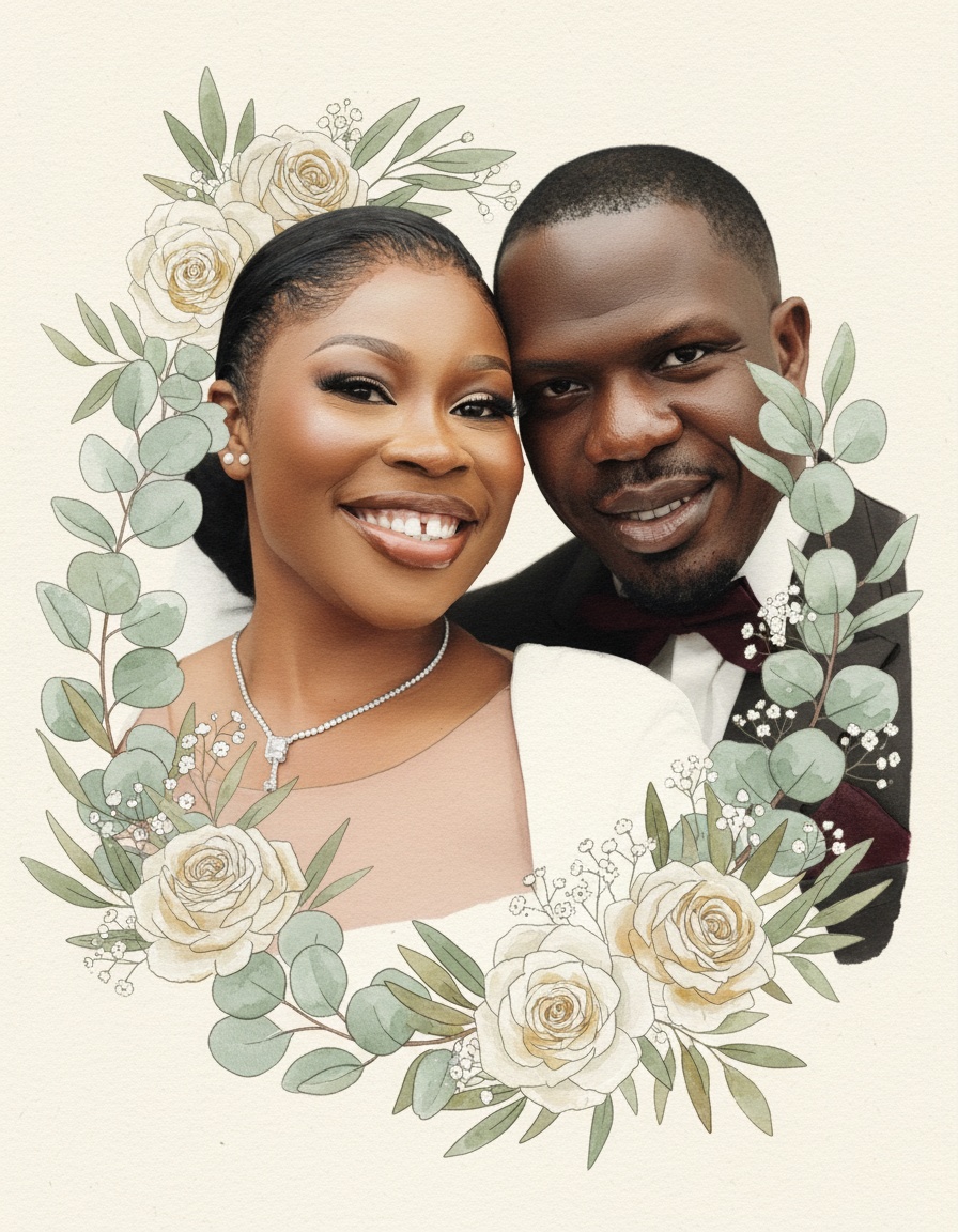 Couple Portrait im Botanical-Stil